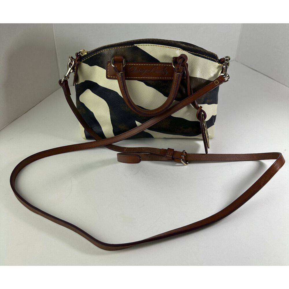 Dooney & Bourke Genuine Florentine Vacchetta Leather Satchel Zebra Print Bag - Picture 12 of 14